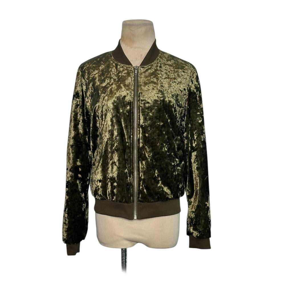 Forever 21 green velvet full zipper jacket size Small